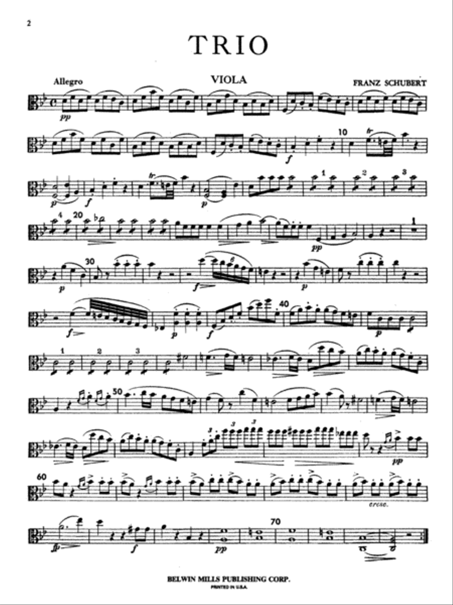 Trio No. 1 in B-flat Major String Trio scores gallery preview page 3