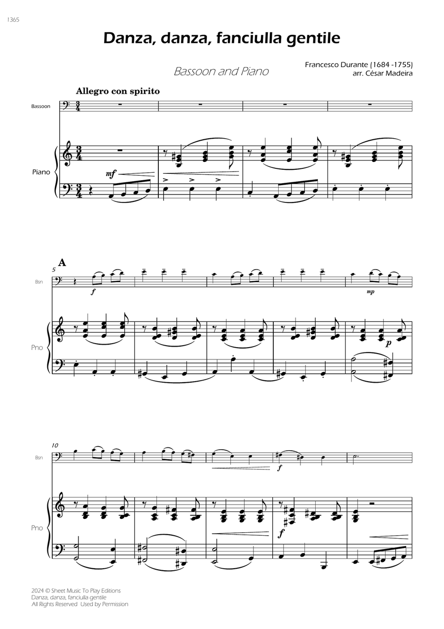Danza, danza, fanciulla gentile - Bassoon and Piano (Full Score and Parts) Bassoon Solo scores gallery preview page 3
