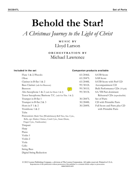 Behold the Star! - Set of Parts