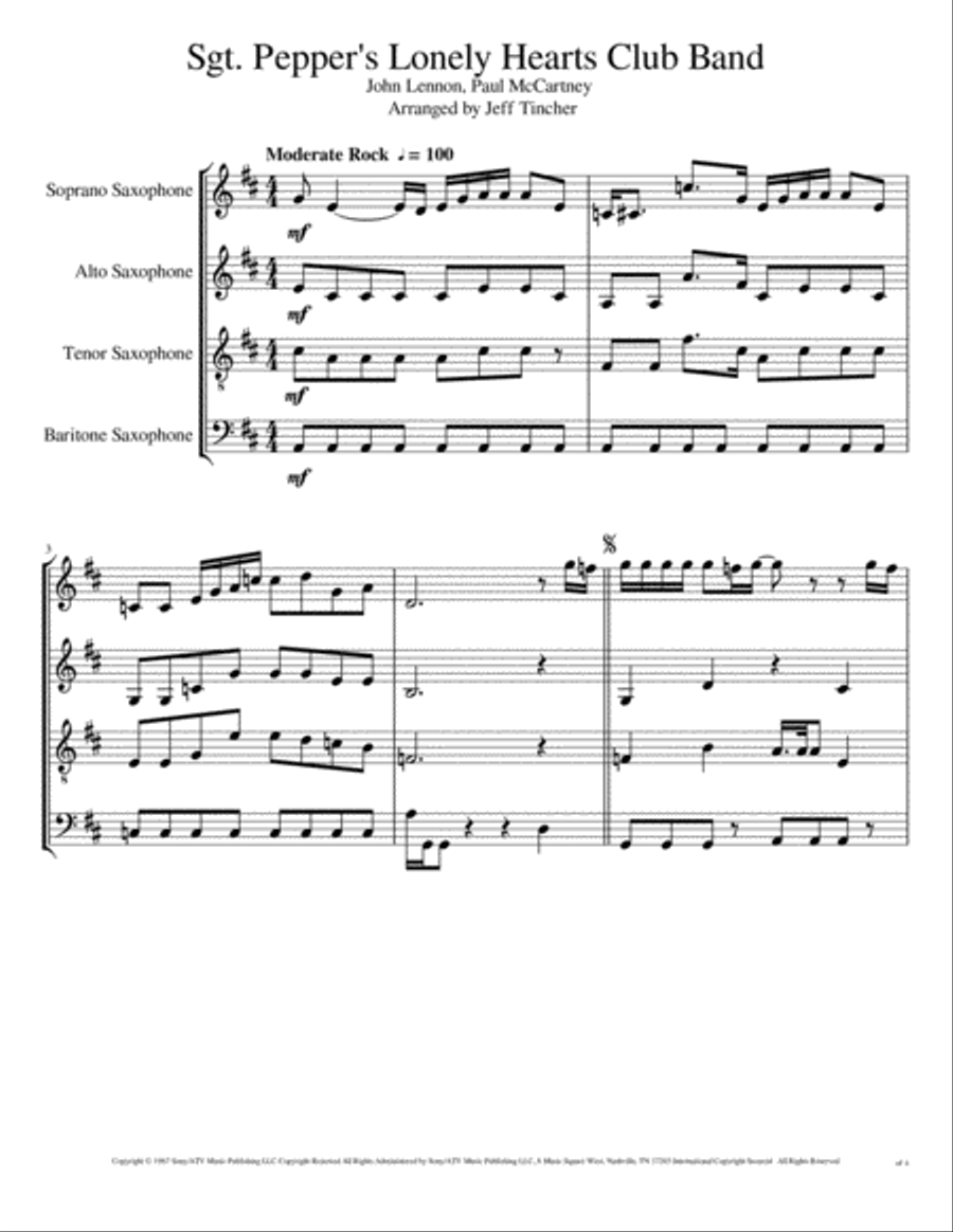Sgt. Pepper's Lonely Hearts Club Band Woodwind Quartet scores gallery preview page 2