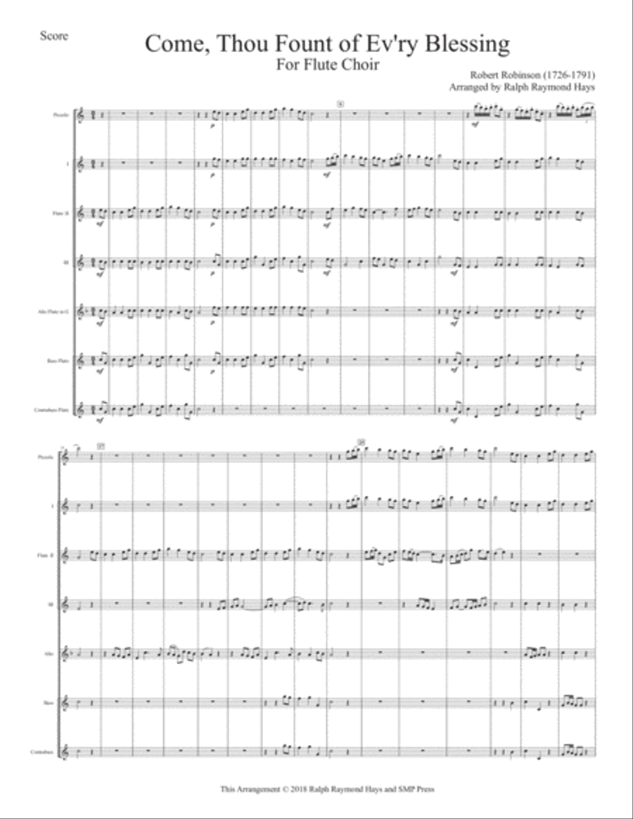 Come Thou Fount of Ev'ry Blessing (for flute choir) Flute Choir scores gallery preview page 2