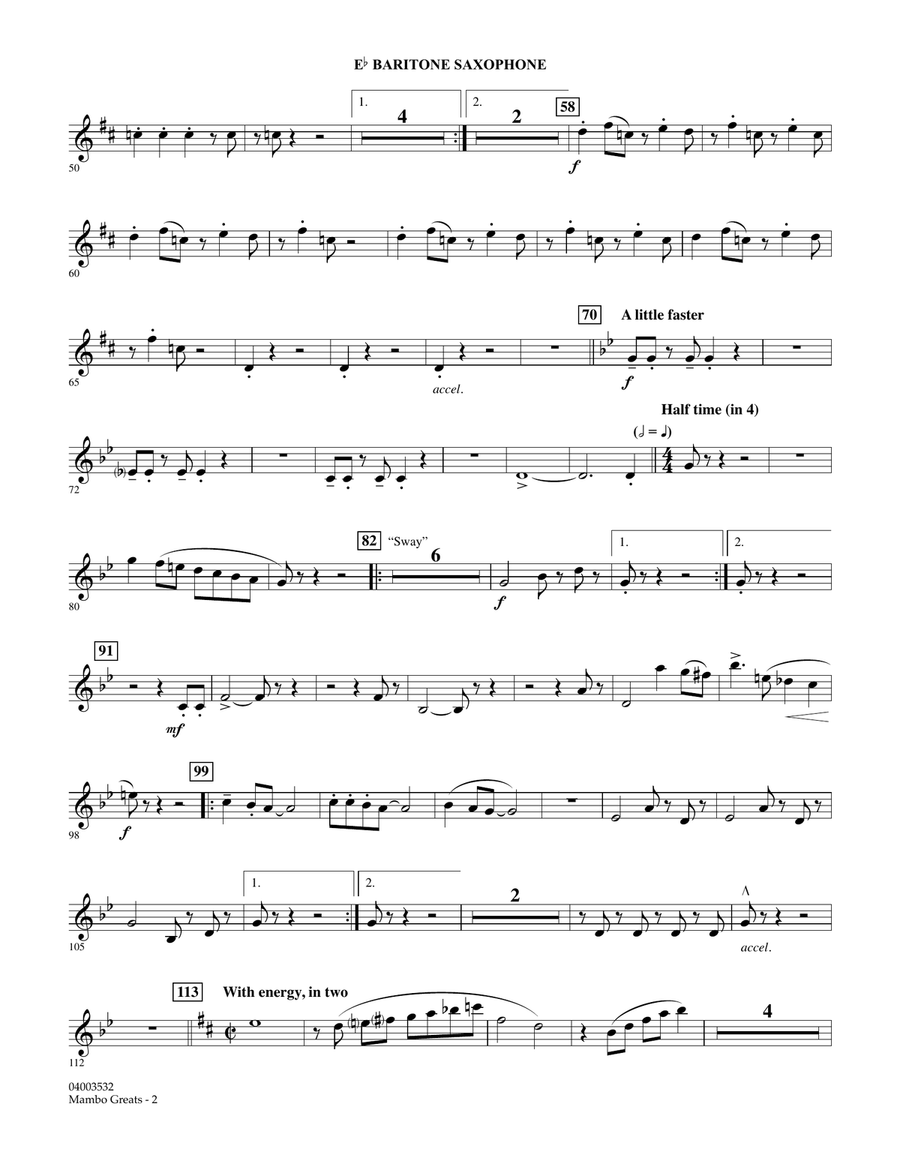 Mambo Greats - Eb Baritone Saxophone Concert Band scores gallery preview page 2