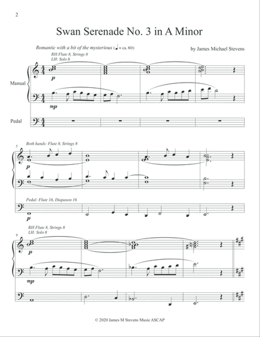 Swan Serenade No. 3 in A Minor Organ Solo scores gallery preview page 2
