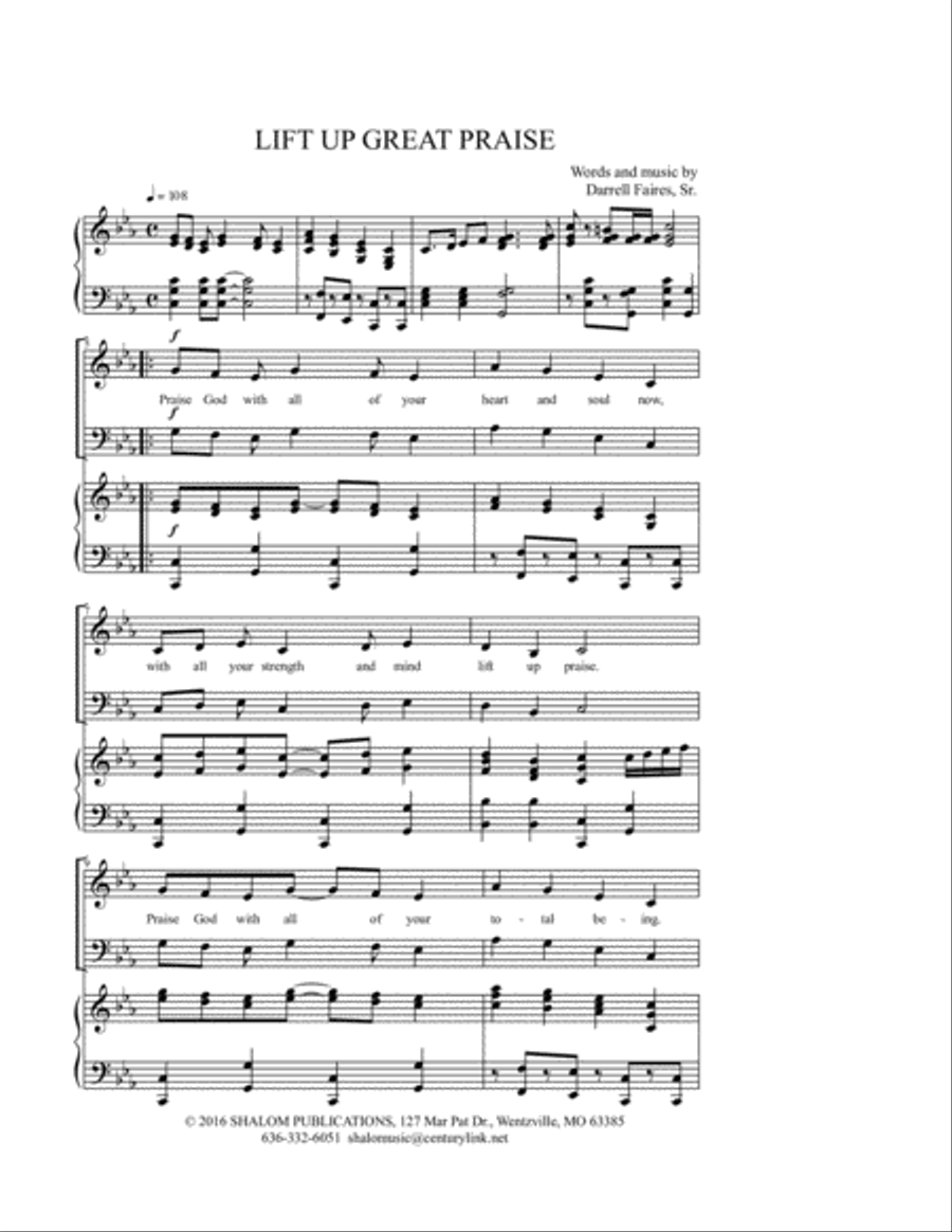 "Lift Up Great Praise" Choral Anthem SATB