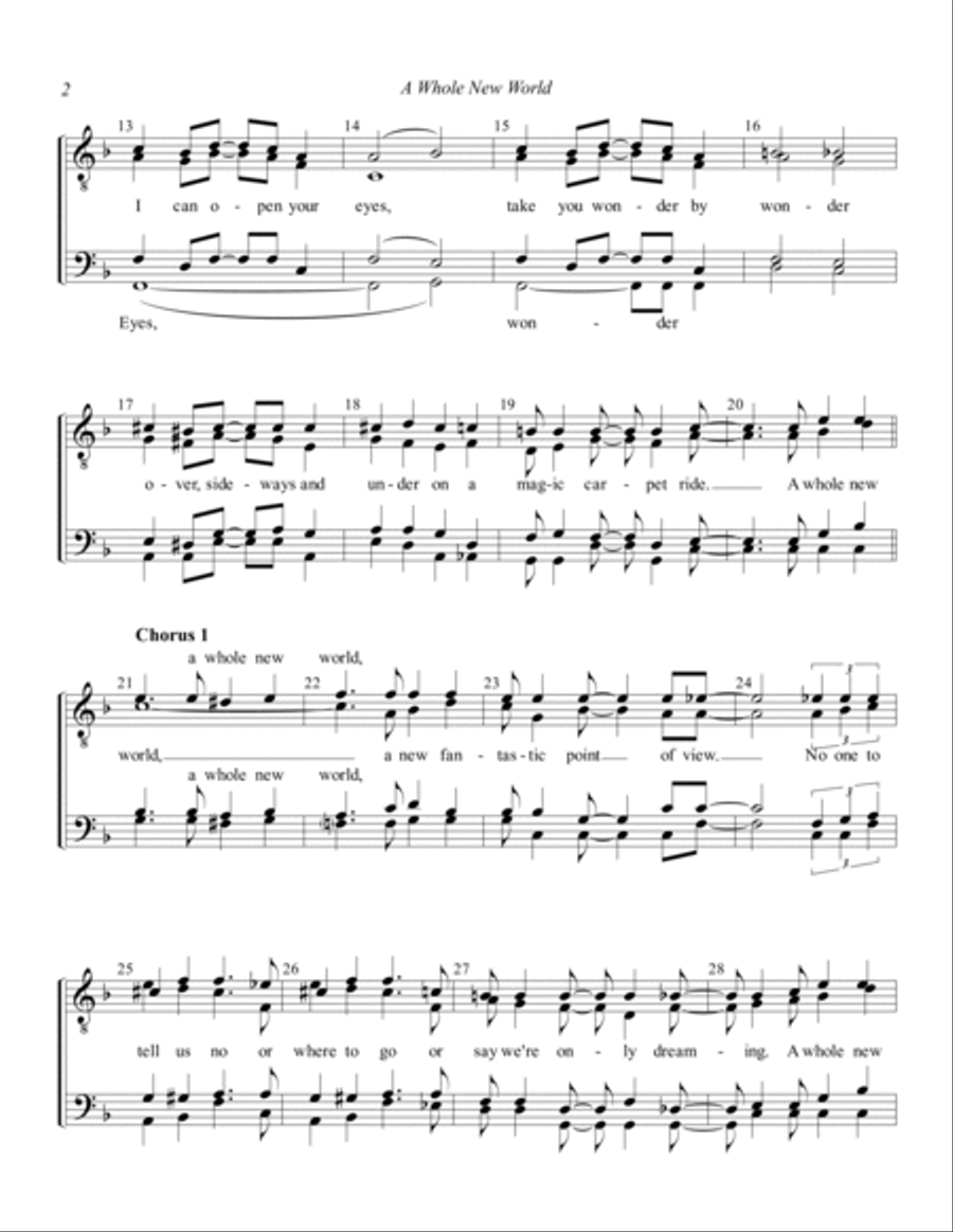 A Whole New World TTBB scores gallery preview page 2