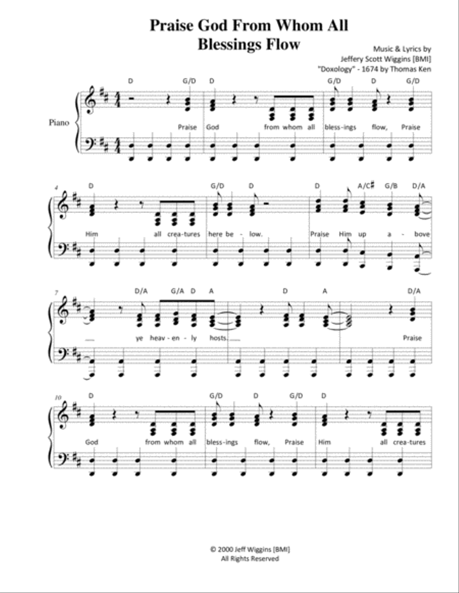 Praise God from Whom All Blessings Flow 3-Part scores gallery preview page 1