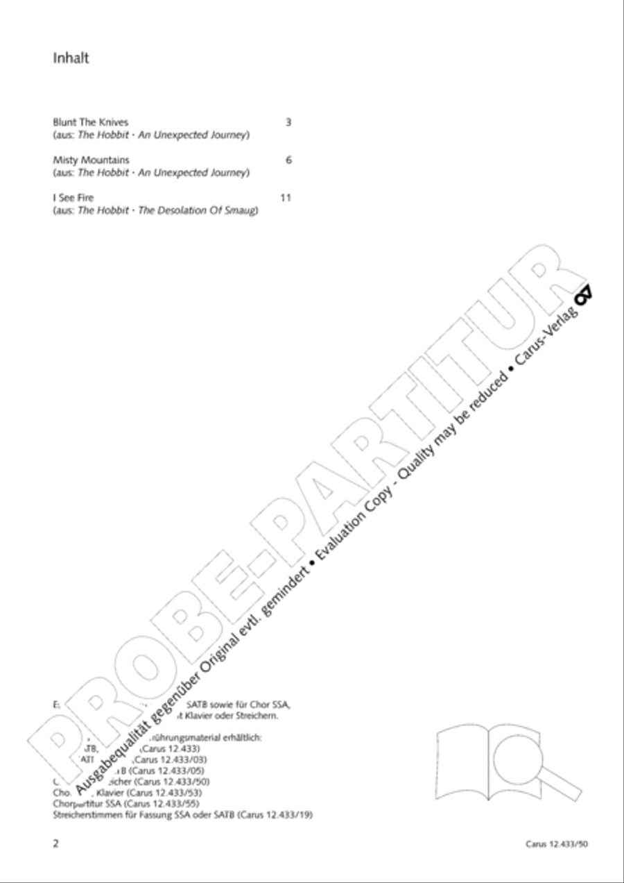 The Hobbit. Three Arrangements for youth choir (SSA) by Enjott Schneider SSA scores gallery preview page 3