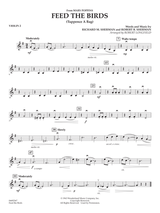 Feed The Birds (from Mary Poppins) (arr. Robert Longfield) - Violin 2