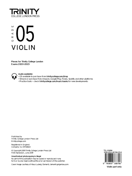 Violin Exam Pieces 2020-2023: Grade 5 (part only)