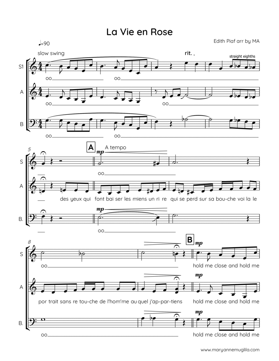 La Vie En Rose 3-Part scores gallery preview page 1
