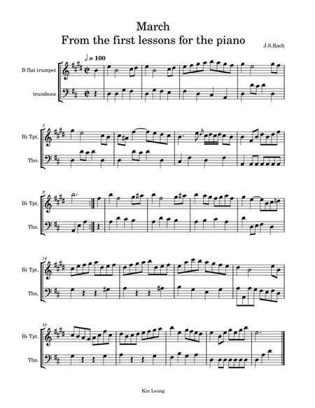 March from the first lesson for the piano (for trumpet and trumbone duet) image number null