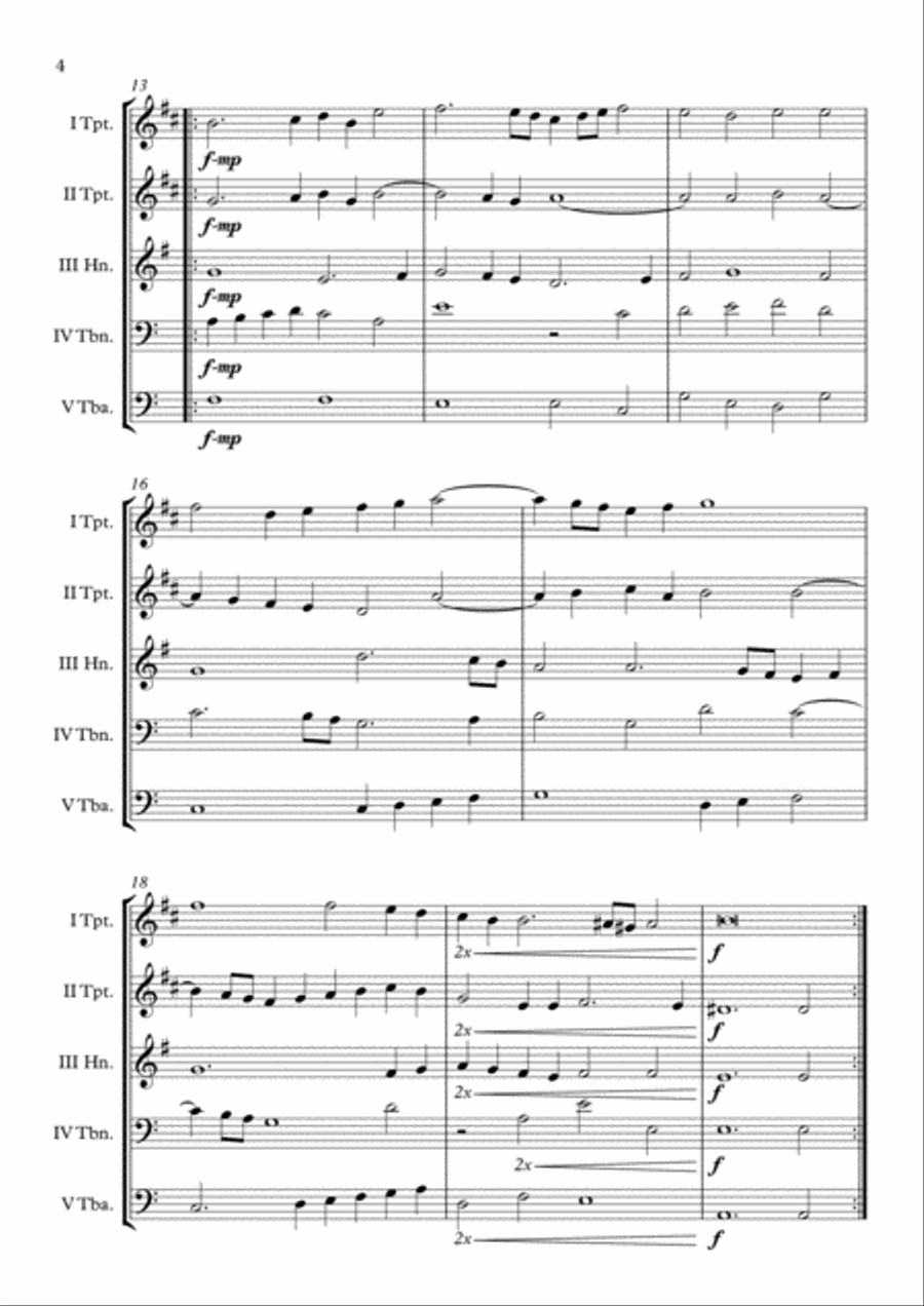 Posthuma PGA 51 (Anthony Holborne) Brass Quintet arr. Adrian Wagner Brass Quintet scores gallery preview page 4