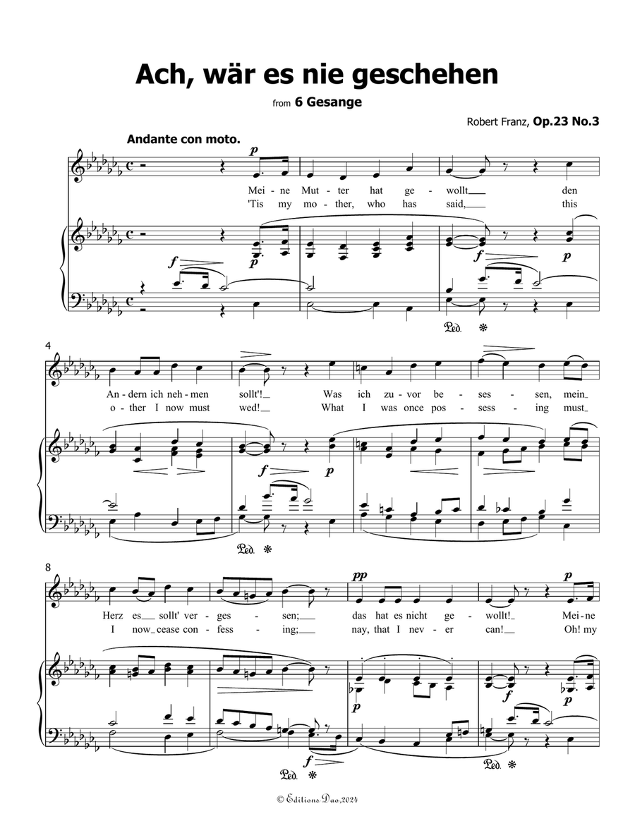 Ach, war es nie geschehen, by Robert Franz, in a flat minor Voice scores gallery preview page 3