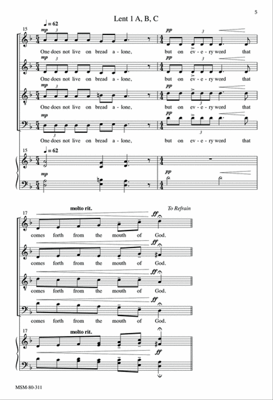 Gospel Acclamation for Lent 4-Part scores gallery preview page 5