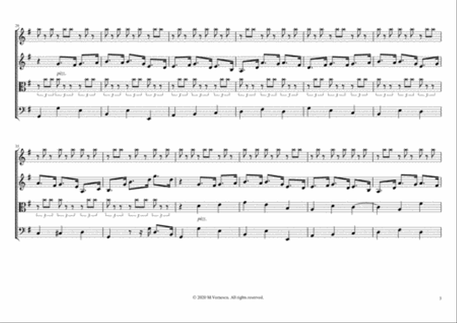 Chorale from Cantata No.147 disguised in an African rhythm. String Quartet scores gallery preview page 3
