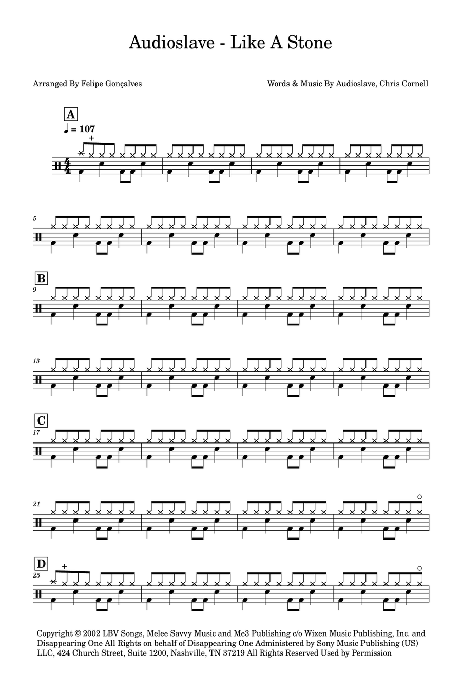 Like A Stone Drum Set scores gallery preview page 1