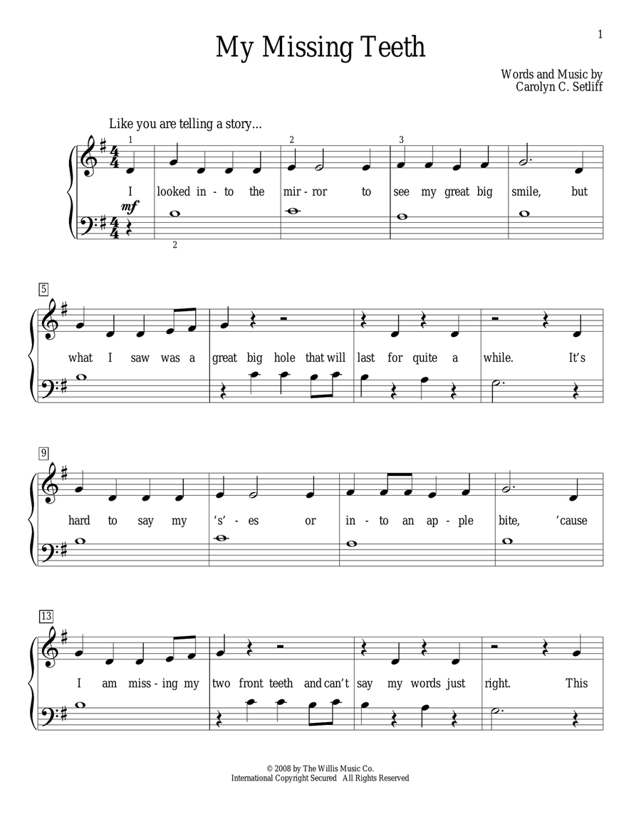 My Missing Teeth My Missing Teeth Piano Method scores gallery preview page 1