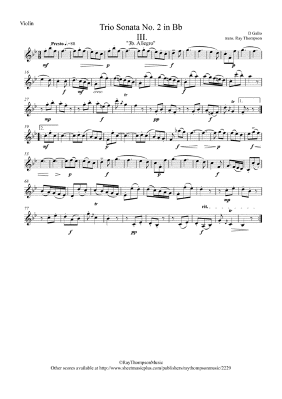 Gallo: Trio Sonata No.2 in Bb Mvt.3 (