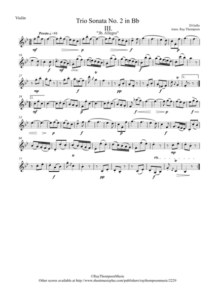 Gallo: Trio Sonata No.2 in Bb Mvt.3 (Reworked as "Pulcinella Suite” Mvt.3b Scherzino,) - string trio image number null