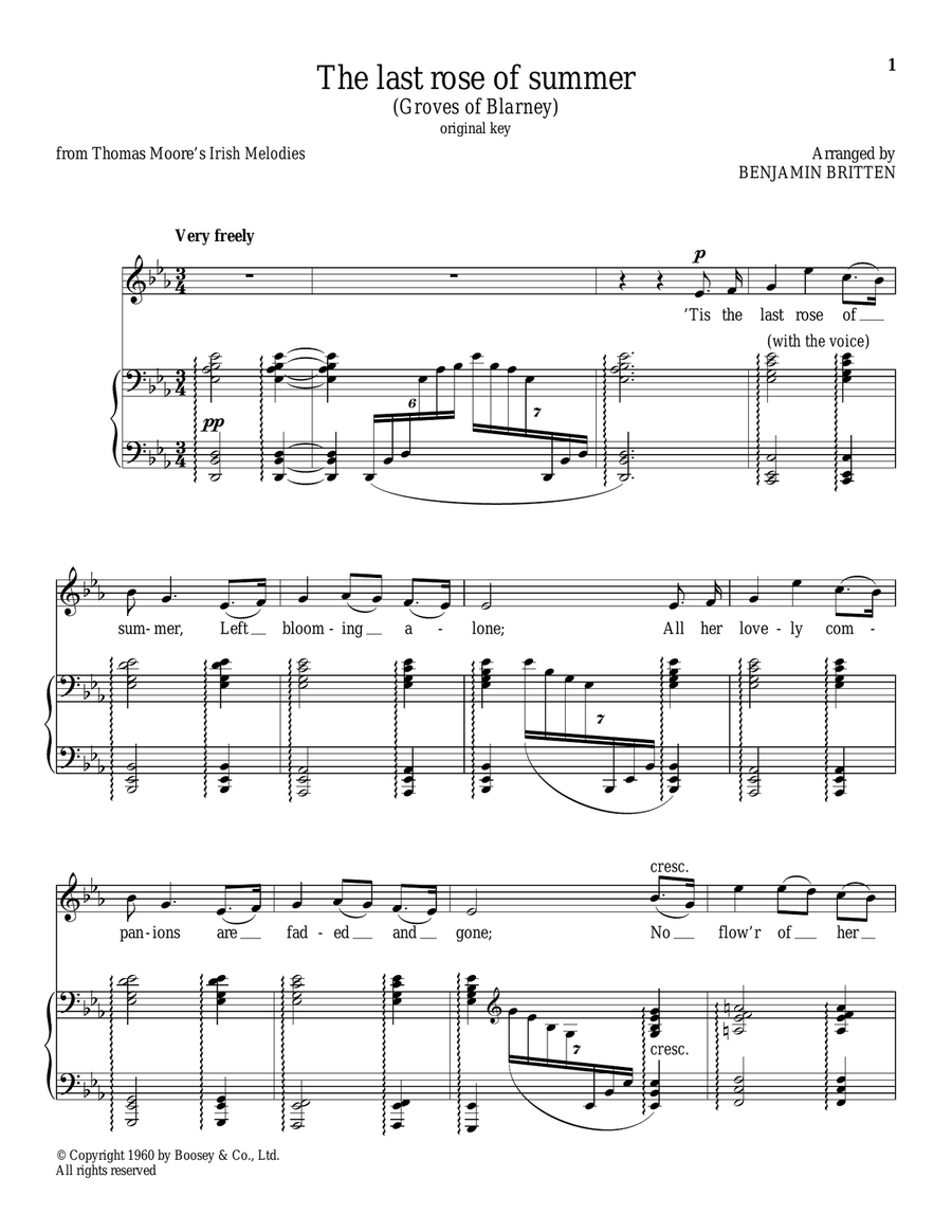The last rose of summer Piano, Vocal scores gallery preview page 1