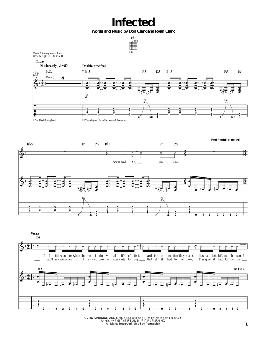 Infected Guitar Tablature scores gallery preview page 1