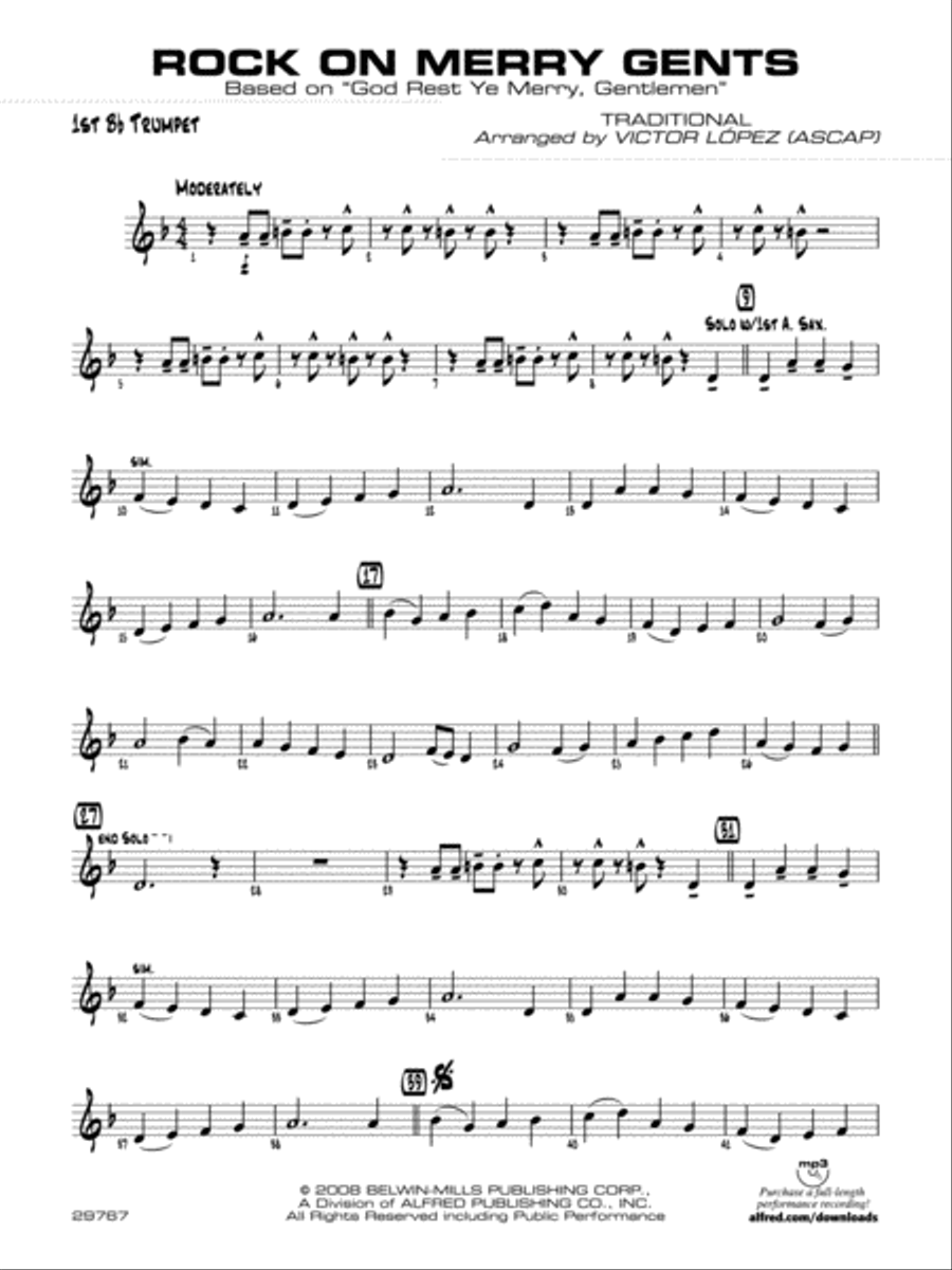 Rock On Merry Gents: 1st B-flat Trumpet Jazz Ensemble scores gallery preview page 1