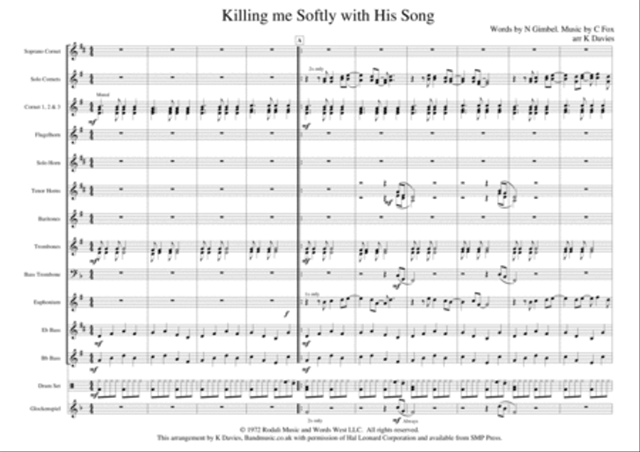Killing Me Softly With His Song Small Ensemble scores gallery preview page 1