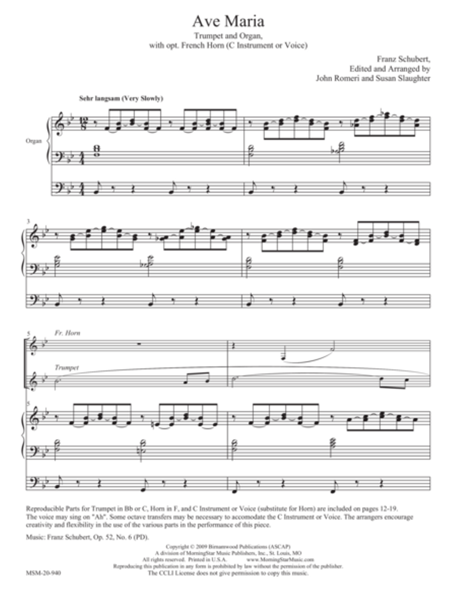 Ave Maria Horn scores gallery preview page 1