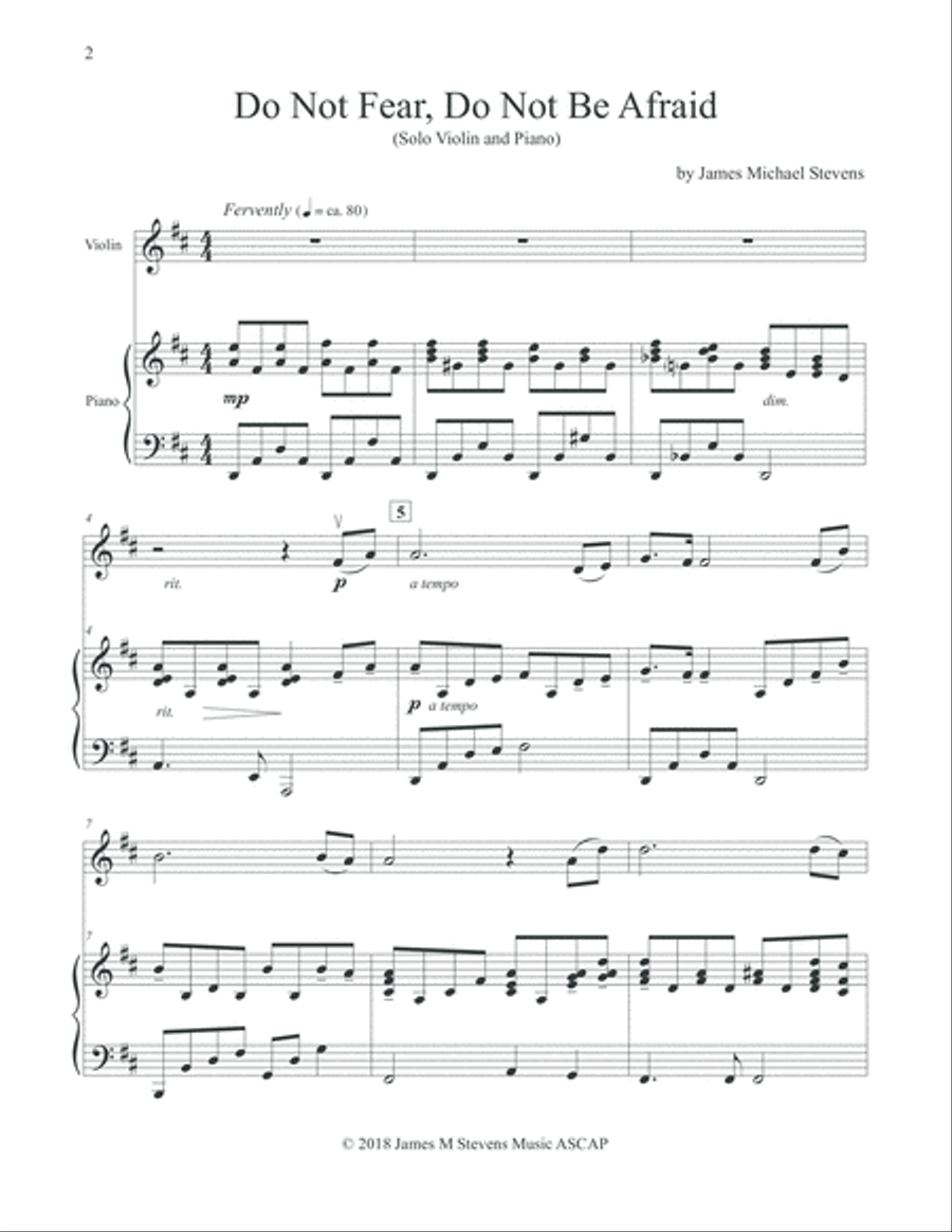 Do Not Fear, Do Not Be Afraid - Violin & Piano Violin Solo scores gallery preview page 2