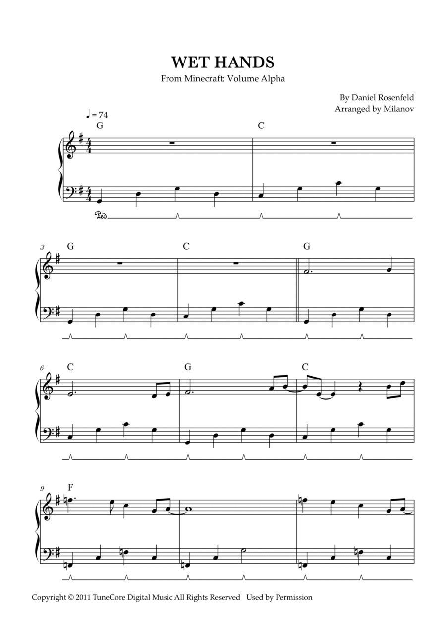 Wet Hands Wet Hands Easy Piano scores gallery preview page 1