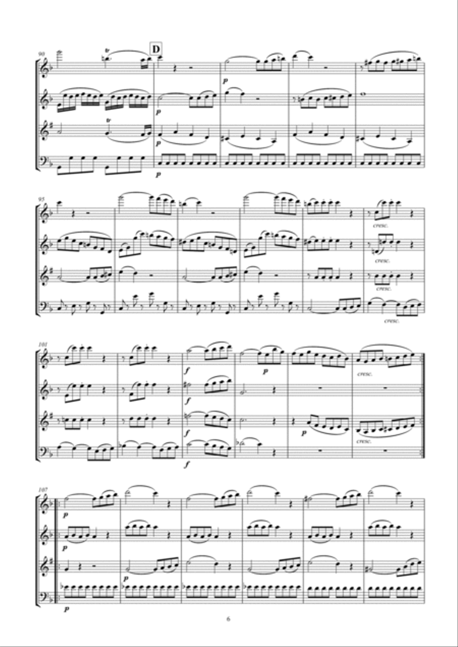 Mozart Quartet K465 (Dissonance) Woodwind Quartet scores gallery preview page 6