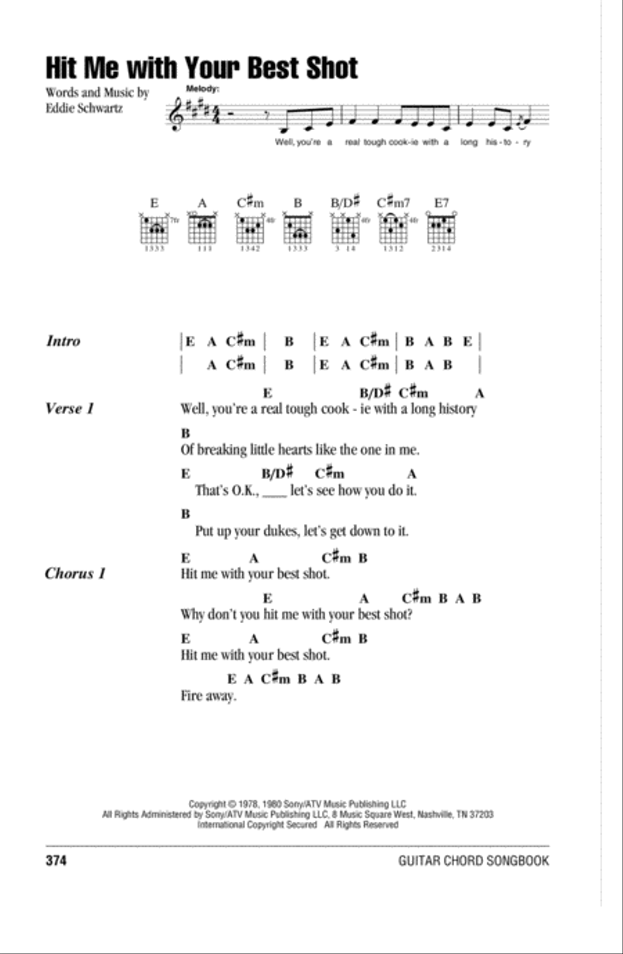 Hit Me With Your Best Shot Acoustic Guitar scores gallery preview page 1