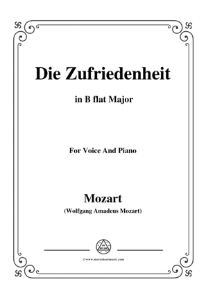 Mozart-Die zufriedenheit,in B flat Major,for Voice and Piano