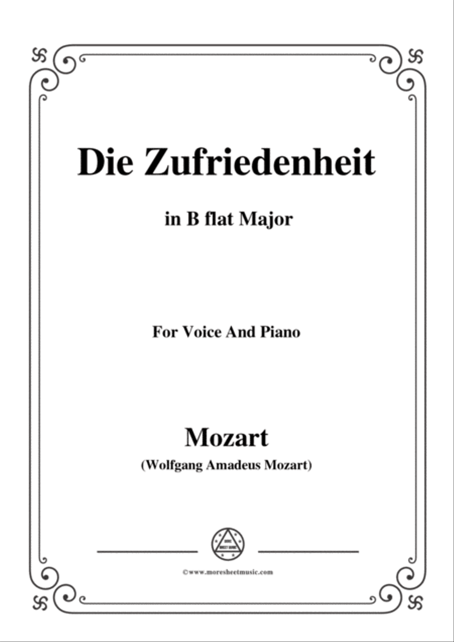 Mozart-Die zufriedenheit,in B flat Major,for Voice and Piano
