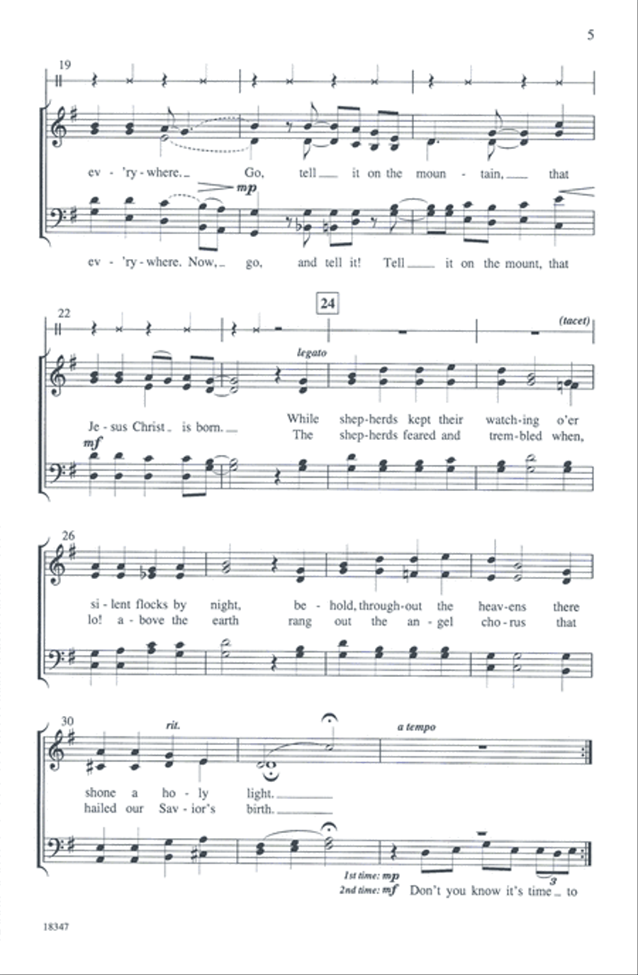 Go, Tell It on the Mountain 4-Part scores gallery preview page 11