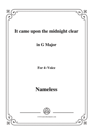 Book cover for Nameless-Christmas Carol,It came upon the midnight clear,in G Major,for 4 Voicepiano