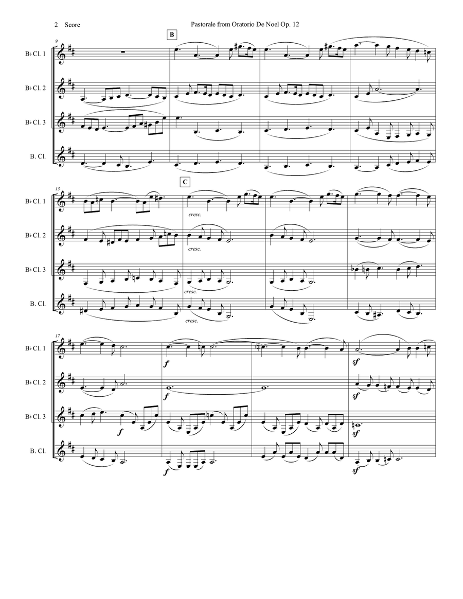 Pastorale from Oratorio De Noel for Clarinet Quartet Clarinet Quartet scores gallery preview page 3