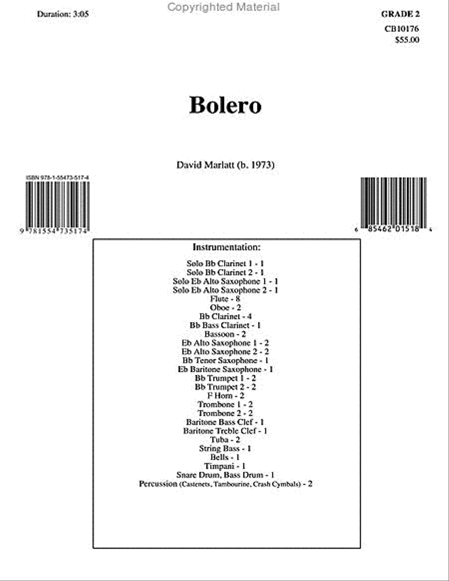 Bolero Bolero Concert Band scores gallery preview page 2