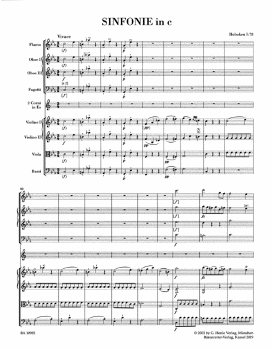 Symphony in C minor Hob I:78 Orchestra scores gallery preview page 2