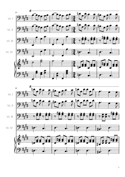 Swan Lake (theme) - Tchaikovsky - Cello Quartet w/ Piano Accompaniment image number null