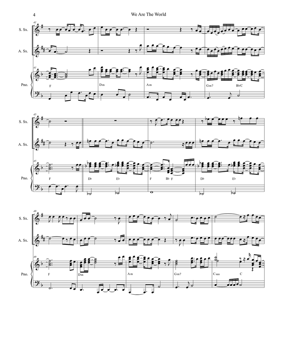 We Are The World We Are The World Woodwind Duet scores gallery preview page 4