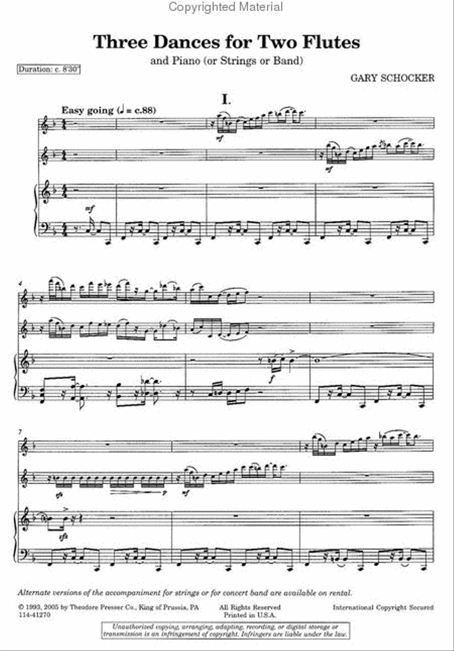 値段が激安 3 Dances for 2 Flutes & Piano by Gary Schocker - Flute Duet 管楽器曲