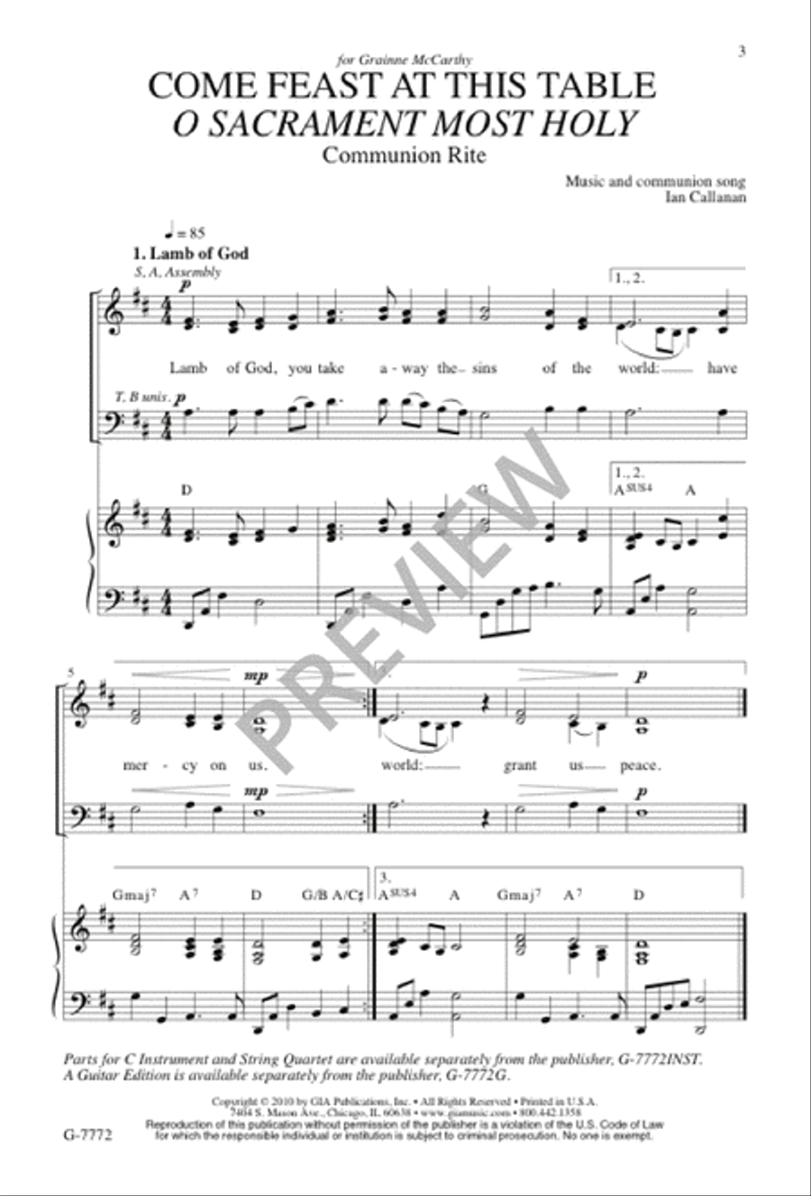 Come Feast at This Table 3-Part scores gallery preview page 2