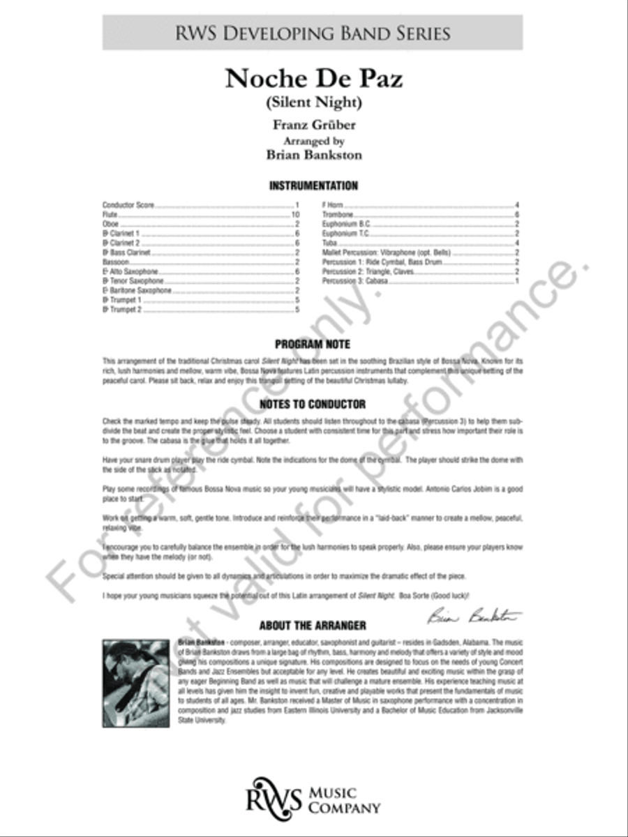 Noche de Paz Concert Band scores gallery preview page 3