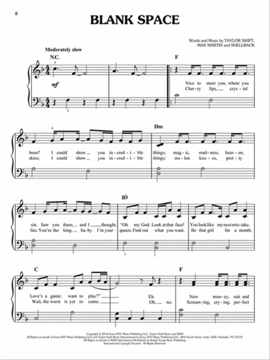 Taylor Swift – 1989 Easy Piano scores gallery preview page 3