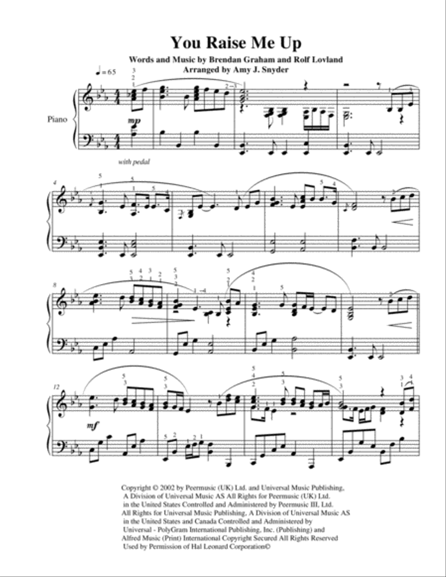 You Raise Me Up Piano Solo scores gallery preview page 2