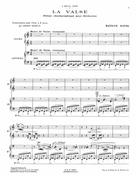 La valse : poeme choregraphique pour orchestre (Piano four hands)