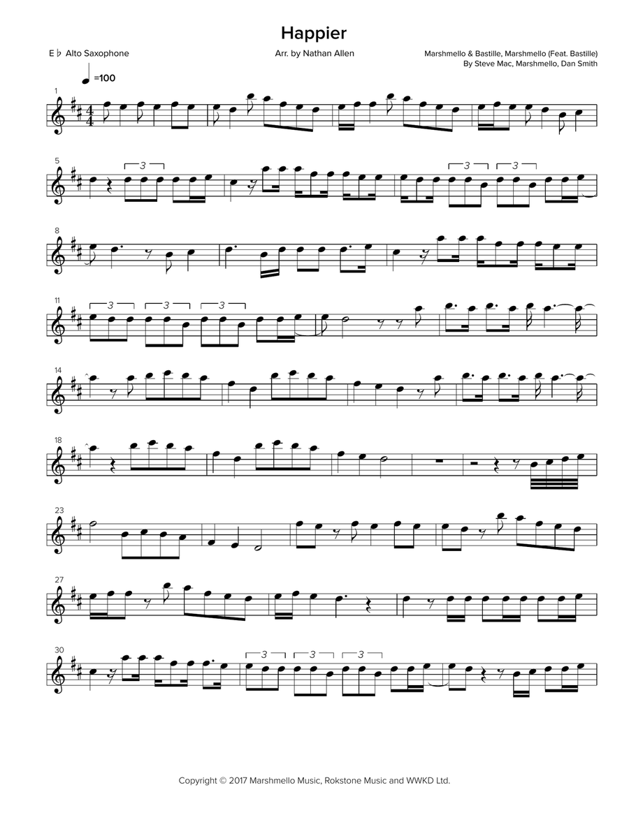 Happier Happier Alto Saxophone scores gallery preview page 1