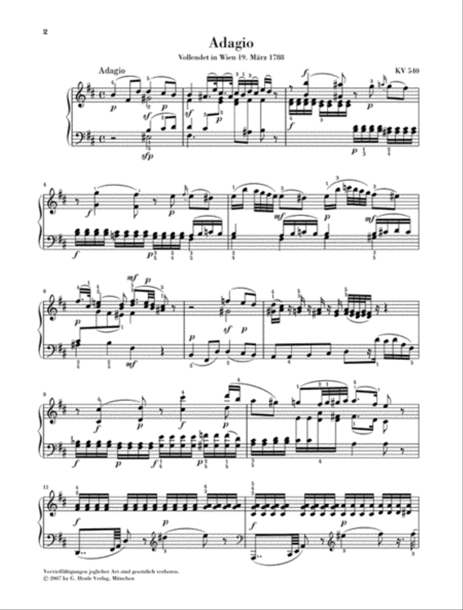 Adagio in B minor K540 Piano Solo scores gallery preview page 2