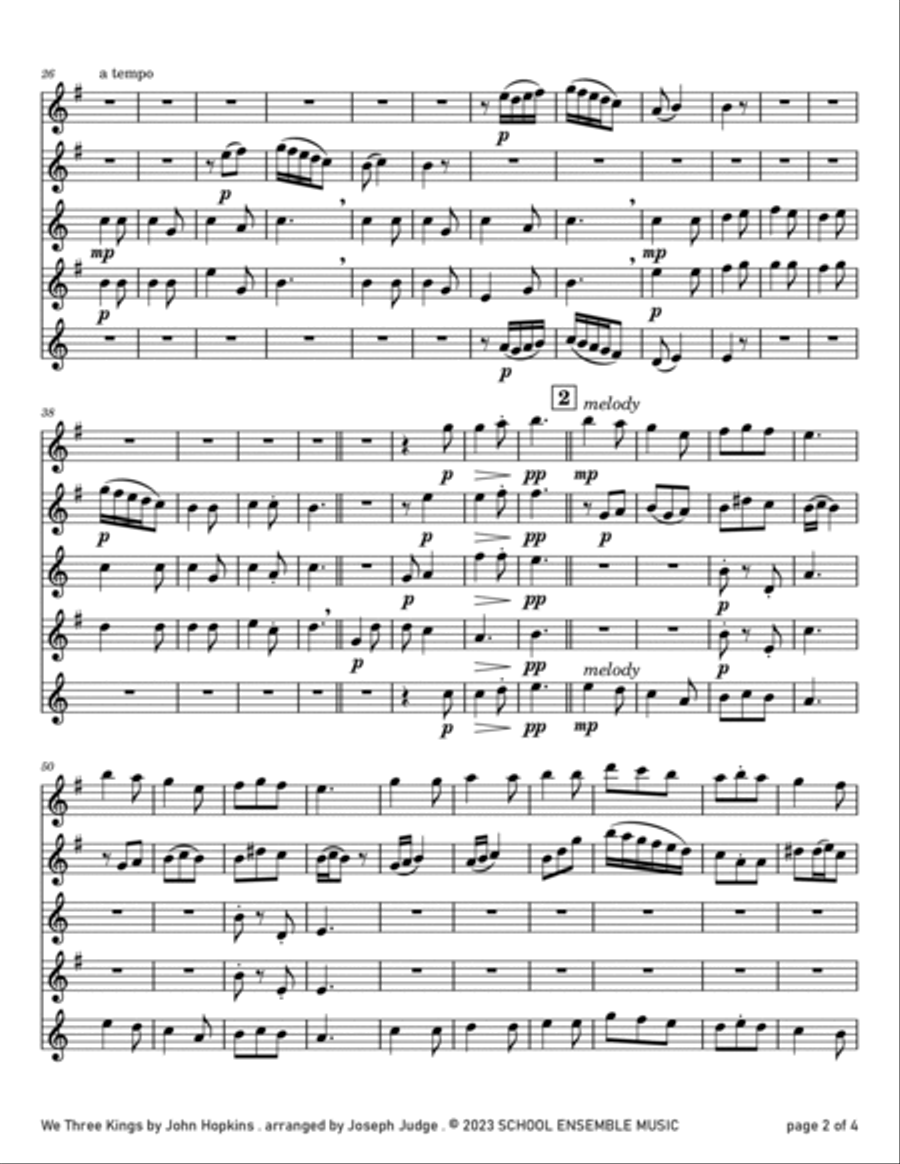 We Three Kings for Saxophone Quartet in Schools Saxophone Quartet scores gallery preview page 2